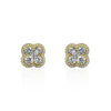 Gold Plated Earrings With CZ Clover with Halo