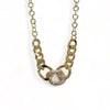 Gold Plated Necklace with 3 Large Links with CZ Stones