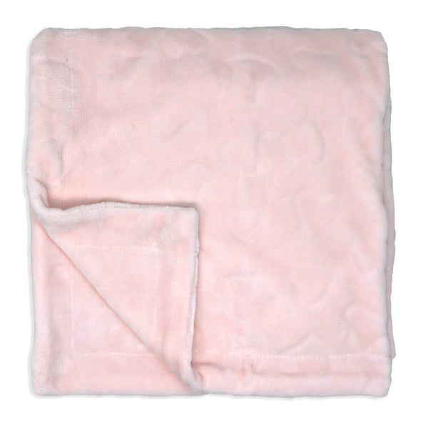 Sculpted Fleece Blanket - Hearts - Pink