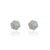 Gold Plated Stud Earrings with Pointed Flower Cluster with Outer Spiraling CZ Halo