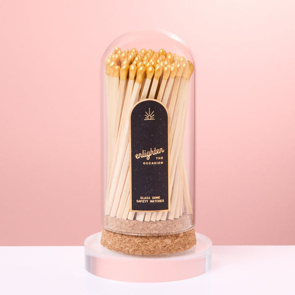 Gold Wooden Matchsticks in Glass Corked Dome