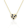 Gold Plated Necklace With Blue CZ Heart Shaped Stones & White CZs in Gold Shape