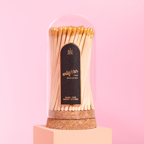 Gold Wooden Matchsticks in Glass Corked Dome