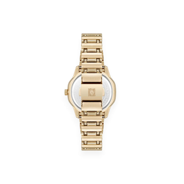 Crystal Accented Octagonal Case Watch - Gold-Tone
