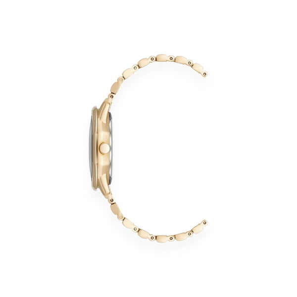 Crystal Accented Octagonal Case Watch - Gold-Tone