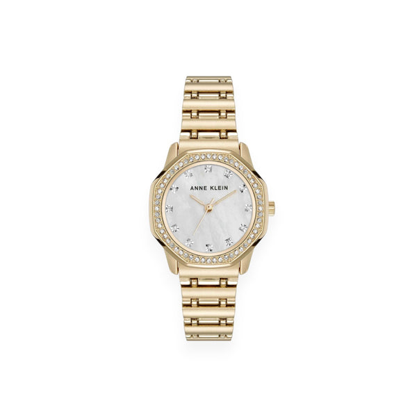 Crystal Accented Octagonal Case Watch - Gold-Tone