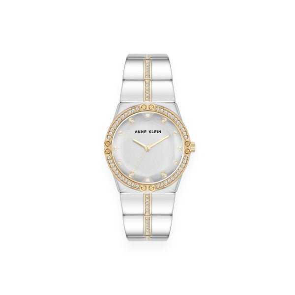 Faceted Crystal Bezel Watch - Two-Tone
