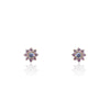 14K Yellow Gold Pink CZ Stone Pointed Flower Cluster Screwback Earring with White CZ Center
