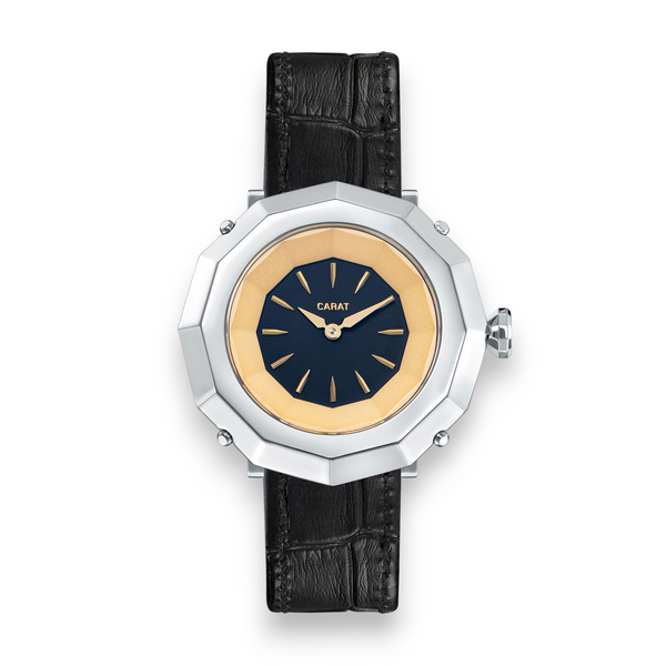 Carat Watch Diamond Shaped Watch With Leather Band - Black