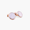 Tateossian Rotondo Guilloche cufflinks with white mother of pearl in rose plated stainless steel