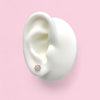 14K Yellow Gold Pink CZ Stone Pointed Flower Cluster Screwback Earring with White CZ Center