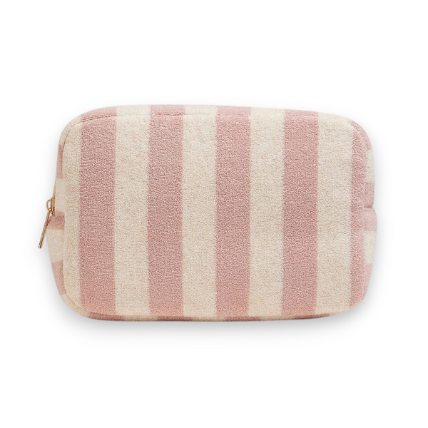 Pastel Pink And Ivory Soft Terry Makeup Bag