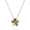 Gold Plated Florentine Flower with CZ Center Necklace