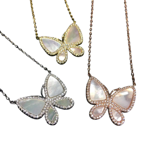 Mother of pearl butterfly necklace