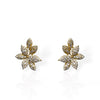 Gold Plated CZ Leaf Cluster Stud Earrings