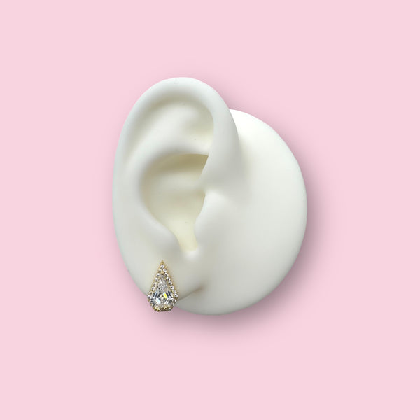 Gold Plated Pointy Diamond Shape Stud earring with Halo