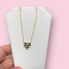 Gold Plated Necklace With Blue CZ Heart Shaped Stones & White CZs in Gold Shape