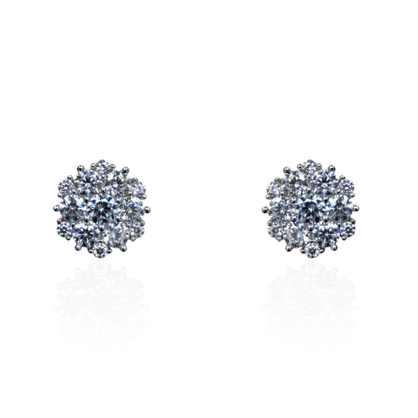 Extra Large CZ Cluster Stud Earring - Gold or Silver
