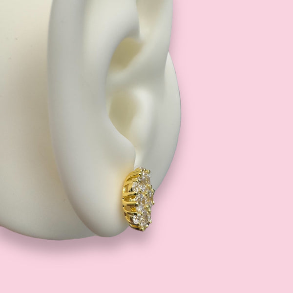 Extra Large CZ Cluster Stud Earring - Gold or Silver
