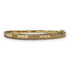 Bangle with CZs & Box Design and CZ Border On one Side - Gold or Silver