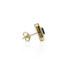 Gold Plated Diamond Cut Rectangle Earring with Sapphire Rectangular CZ Center Stone & CZ Halo