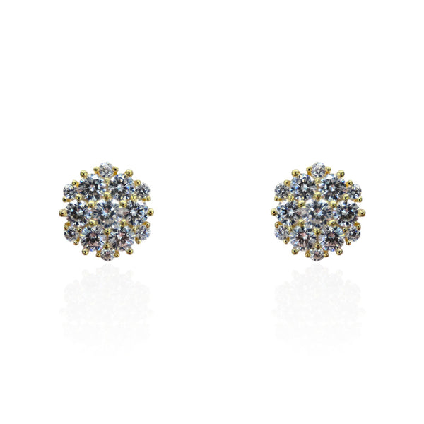 Extra Large CZ Cluster Stud Earring - Gold or Silver