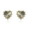 Diamond Cut Heart Earrings with CZ Halo and Ball Spikes - Gold or Silver