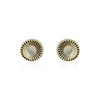 Gold Plated Round Ridged Earring with CZ Stones in Center
