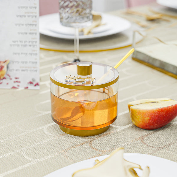 Honey Dish with Base - Gold