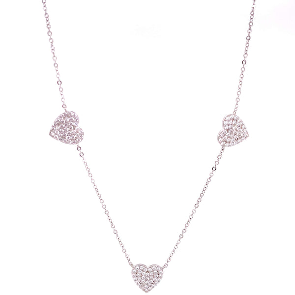 3 Heart Pave Necklace Itsallagift