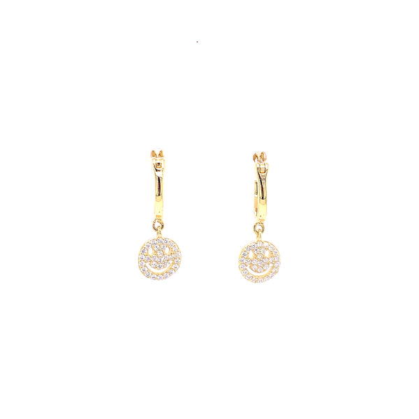 Huggie Hoop with Hanging Smiley Earrings