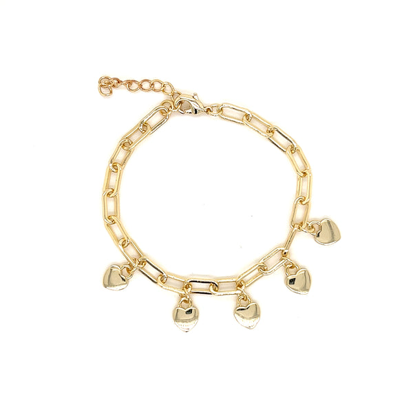 Paper Clip Chain Heart Charm Bracelet
