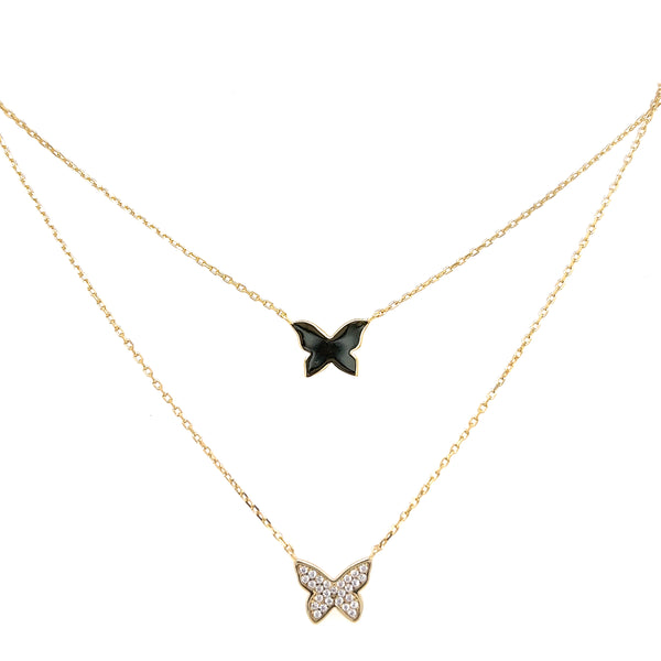 Double Butterfly CZ Necklace