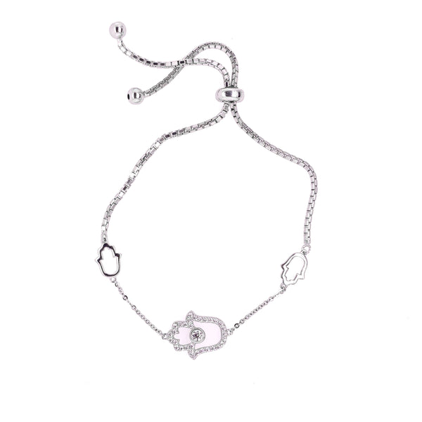 Adjustable Hamsa Bracelet White Itsallagift