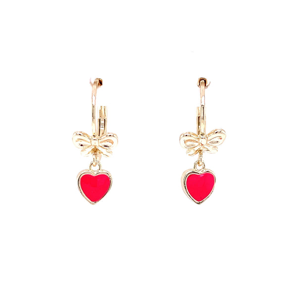 Bow and Heart Enamel Earrings Hot Pink Itsallagift