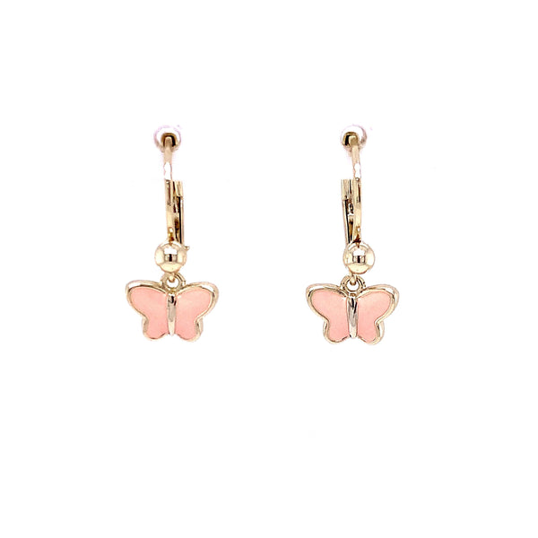 Butterfly Pink Enamel Hanging Earrings Itsallagift