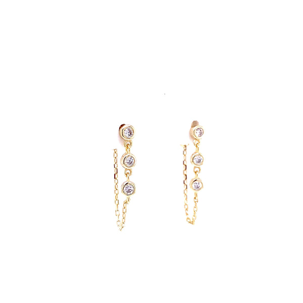 Chain Hoop with Bezel CZ Earring Gold Itsallagift