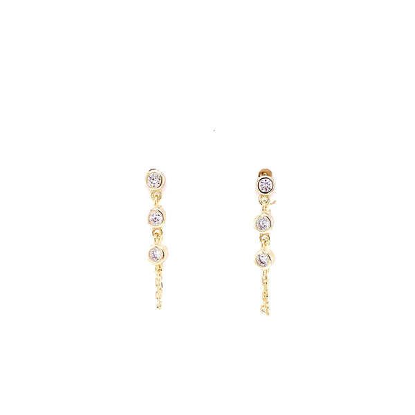 Chain Hoop with Bezel CZ Earring Itsallagift