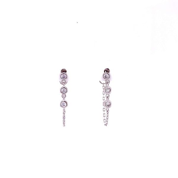 Chain Hoop with Bezel CZ Earring Itsallagift