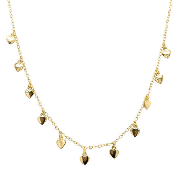 Choker Necklace With A Row Of Small Heart Charms Itsallagift