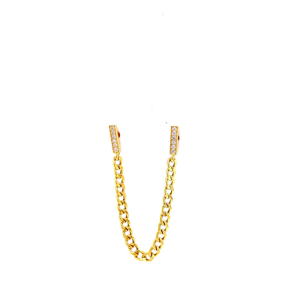 CZ Bar and Chain Half Earring - For Double Piercing Itsallagift