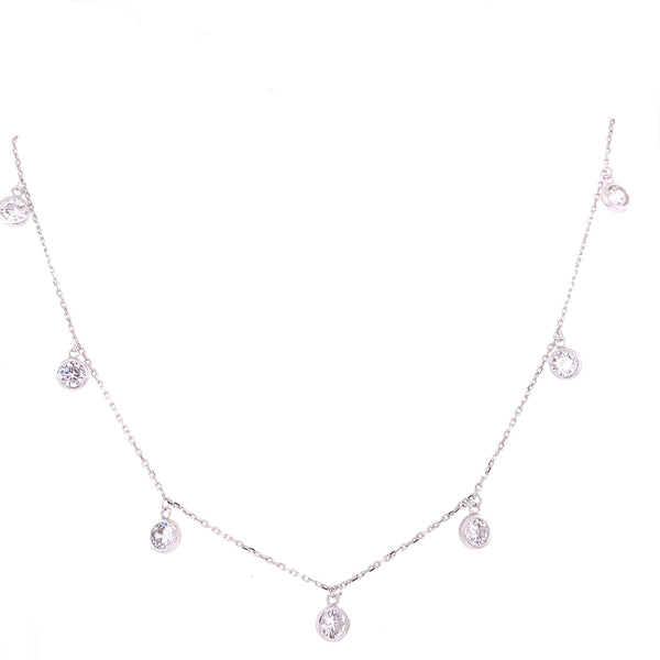 CZ By The Yard Chocker Necklace Silver Itsallagift