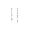 CZ Stud with Dangling Paperclip Link Earrings Silver Itsallagift