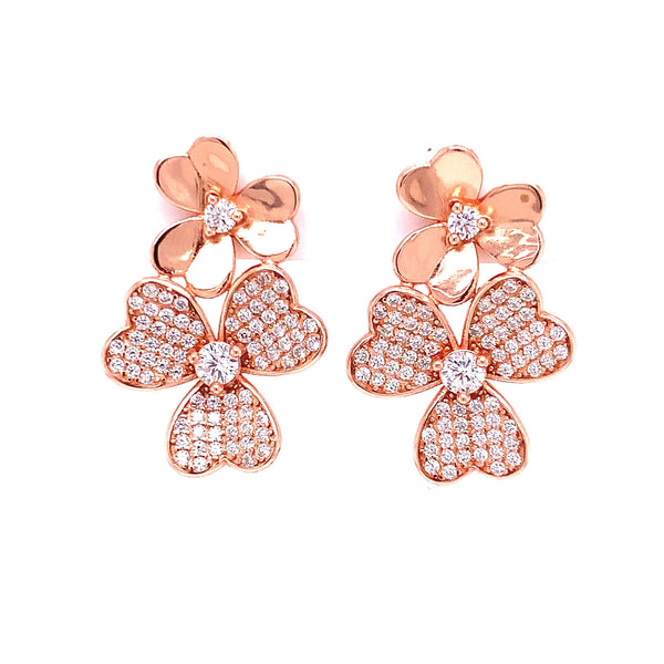 Double Flower with CZ Post Earrings Itsallagift