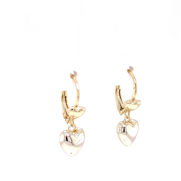 Double Puff Heart Hanging Earrings Itsallagift