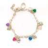 Double Puffy Heart Charm Bracelet 4" / Multi Color Itsallagift