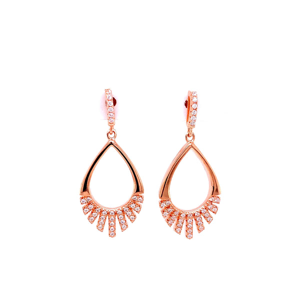 Half CZ Pear Shaped Hanging Earrings Itsallagift