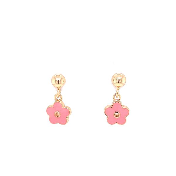 Hanging Pink Enamel Flower Earring Itsallagift