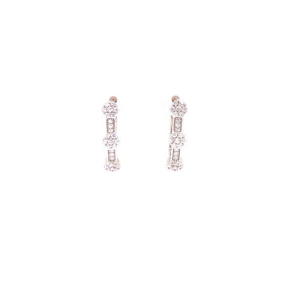 Hoop Earrings With 3 CZ Stone Clusters With White CZ Stones - 4 Options available! Itsallagift