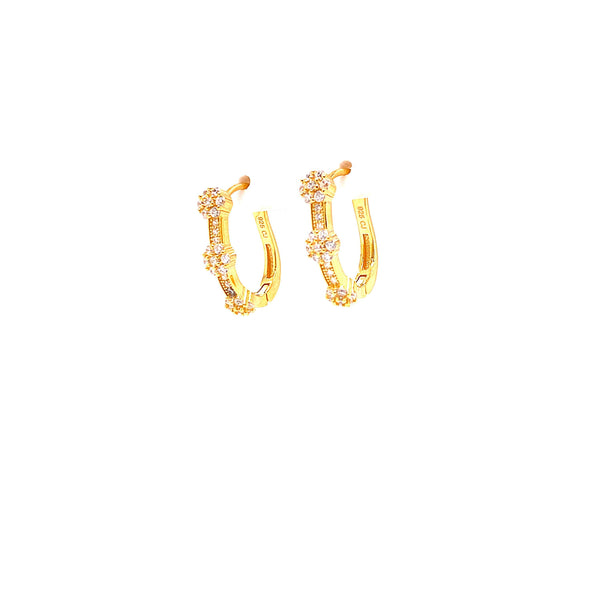 Hoop Earrings With 3 CZ Stone Clusters With White CZ Stones - 4 Options available! Gold / White Itsallagift